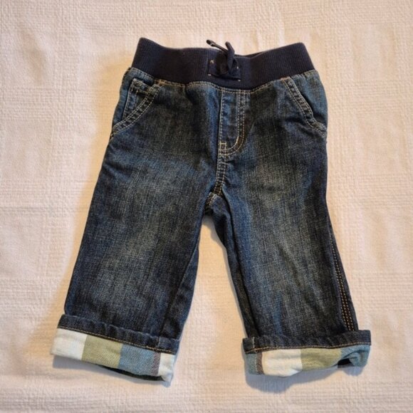 Gymboree boys 6-12 months jeans with fold up cuffs with color blocks 2012 - Picture 1 of 4